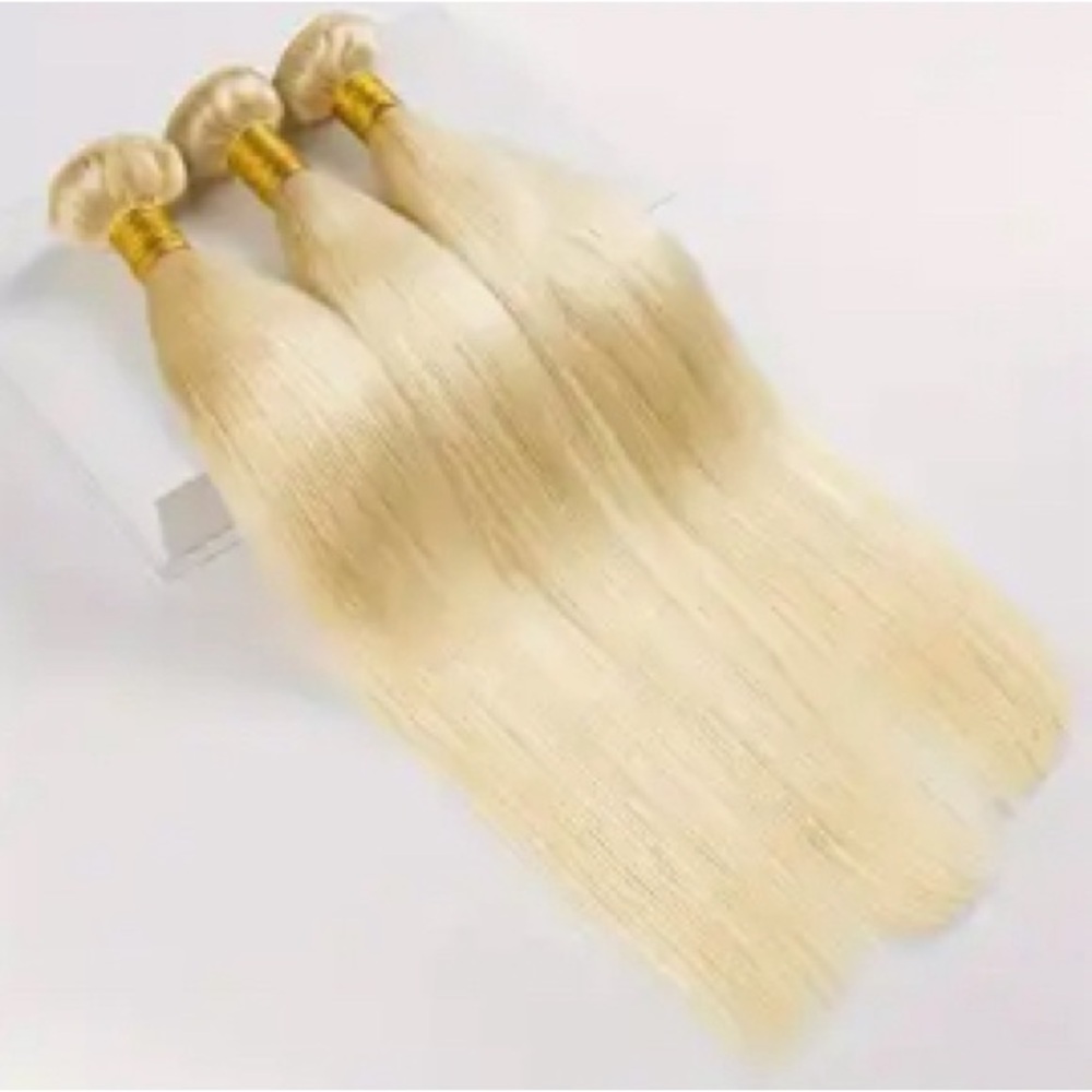 Platinum blonde human hair bundles